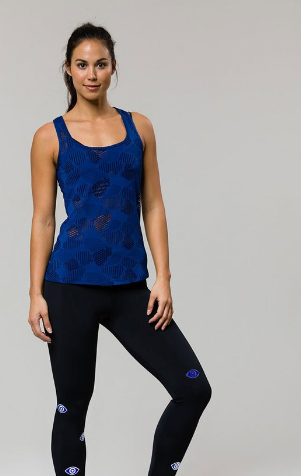 Image Title Onzie Racer Tank - Navy Honeycomb